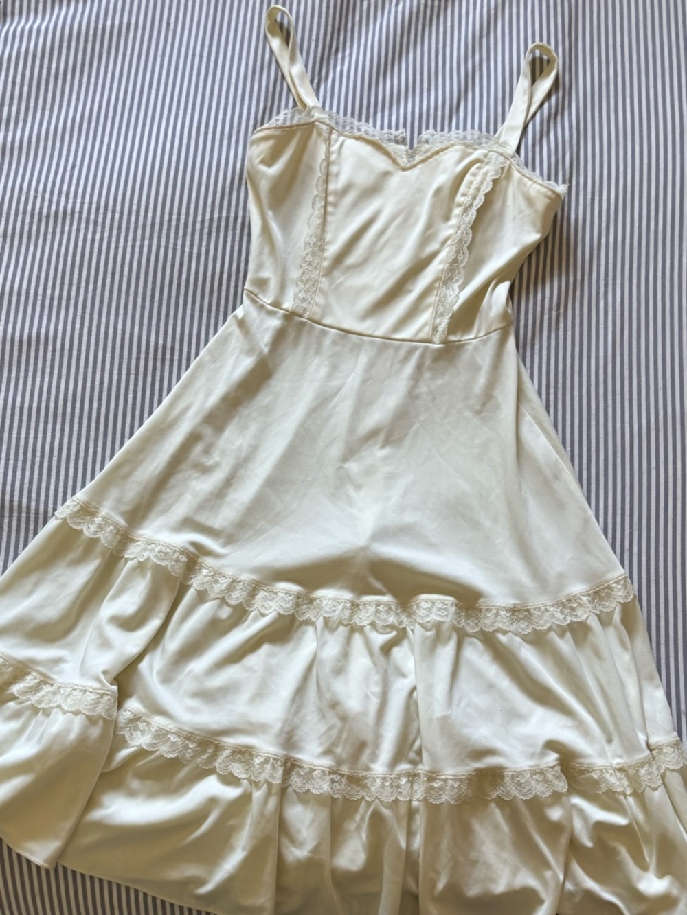 Vintage Sears Ivory Lace-Trim Slip Dress